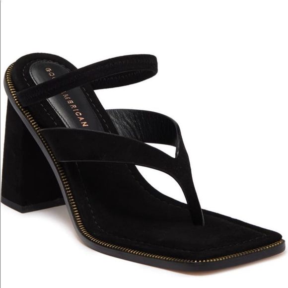 Good American Thong Zip Block Heel Sandals - Picture 1 of 6